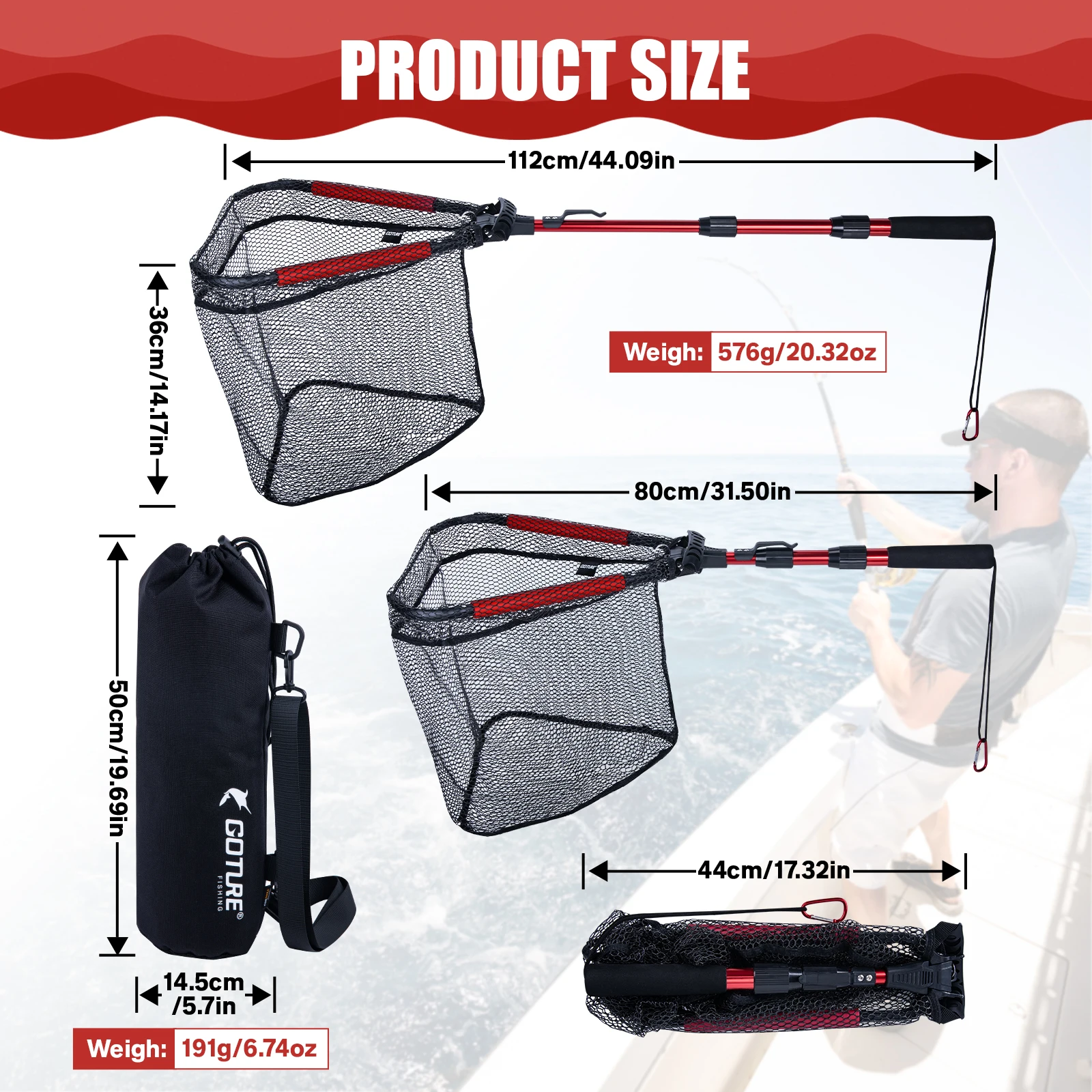 Goture Folding Fishing Brail N - Landing Net Telescopic ulasan dan harga